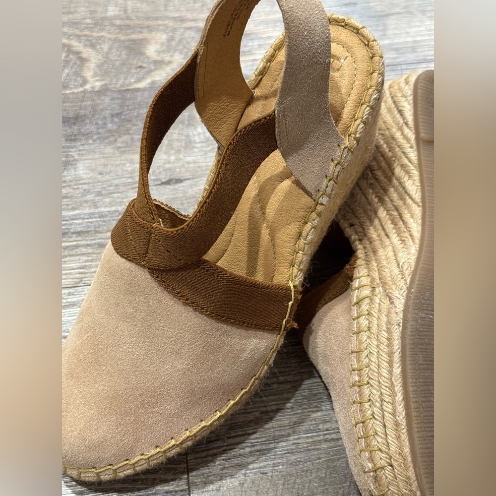 Born Women’s Meade Sandal size 7 Suede Wedge Platform Espadrille Tan Bro… - Picture 4 of 8